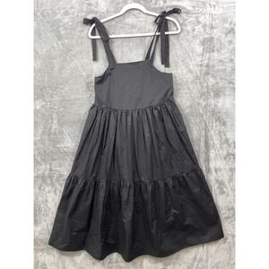 Monica Nera Dress Size Black  Midi‎ Sundress UK 10 (US M)  Shoulder Ties Tiered